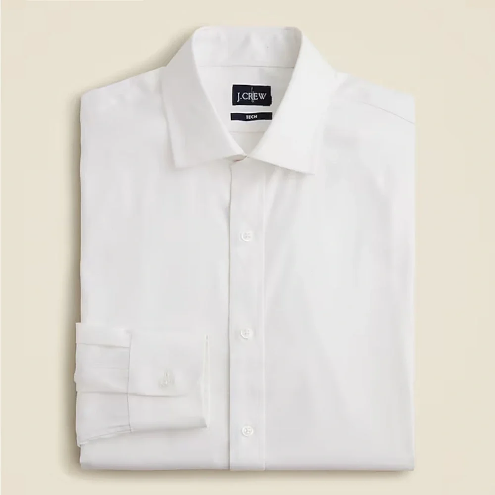 J crew white Slim Bowery performance stretch dress shirt with spread collar